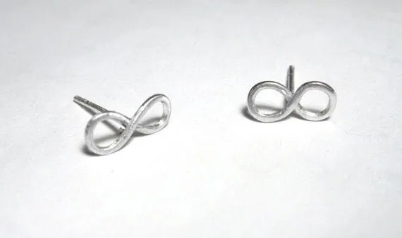 Contemporary Styled Hand-Crafted Sterling Silver Infinity Stud Earrings - 0058