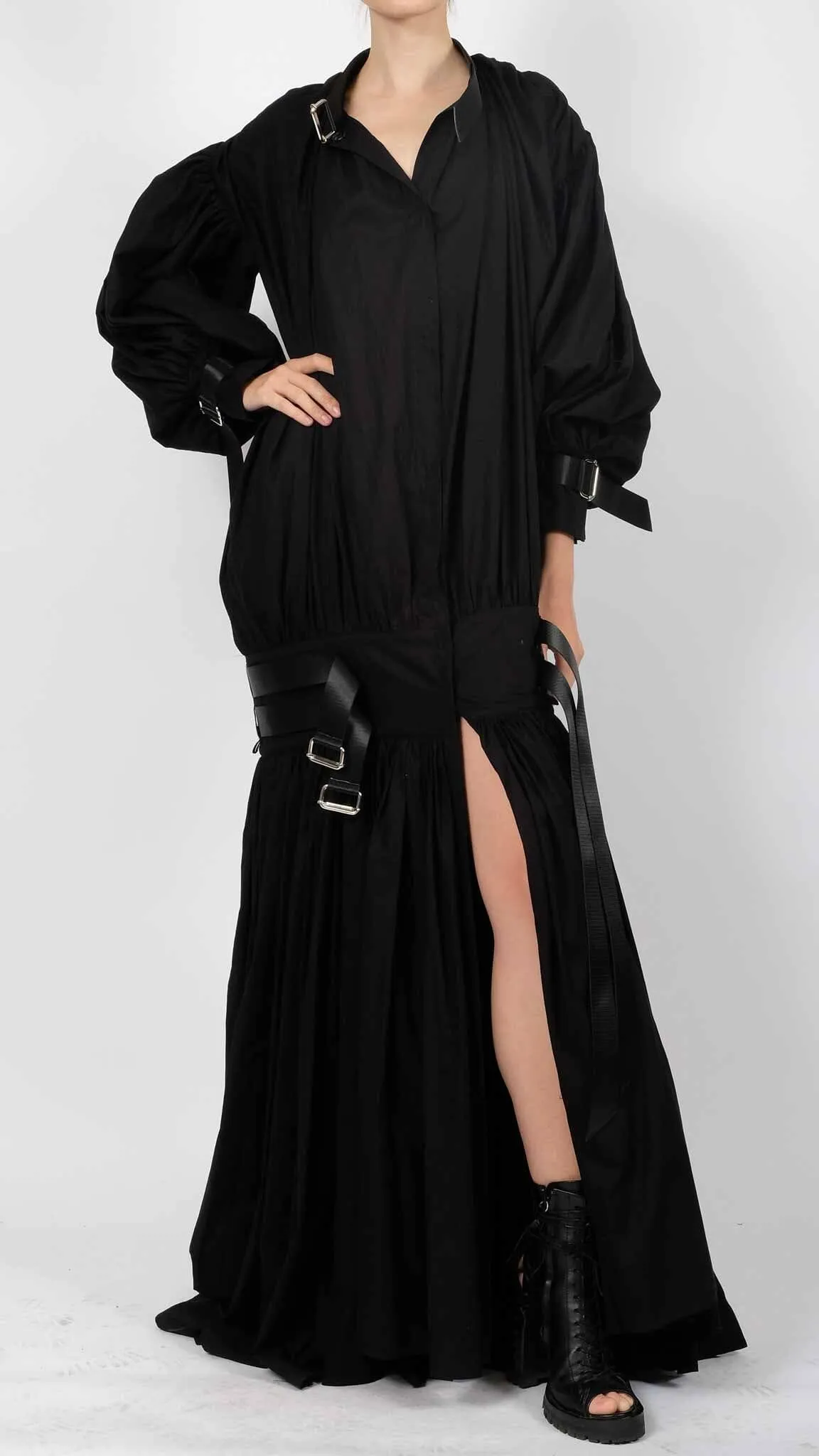 Cotton Jacket with Exaggerated Sleeves Maxi