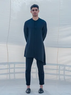 Cotton X Linen Bad & Black Kurta Set
