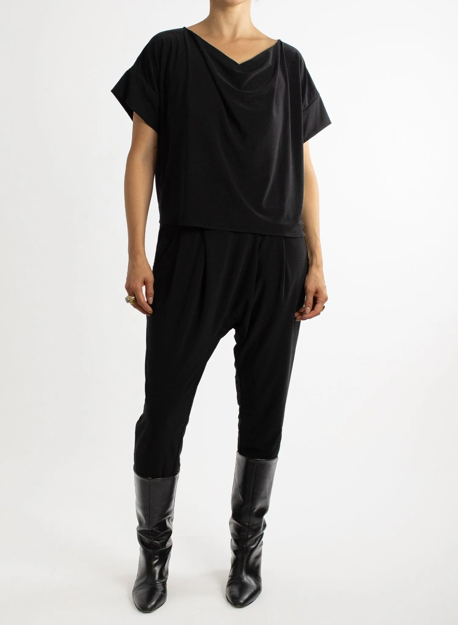 Cowl Neck Tee - Black