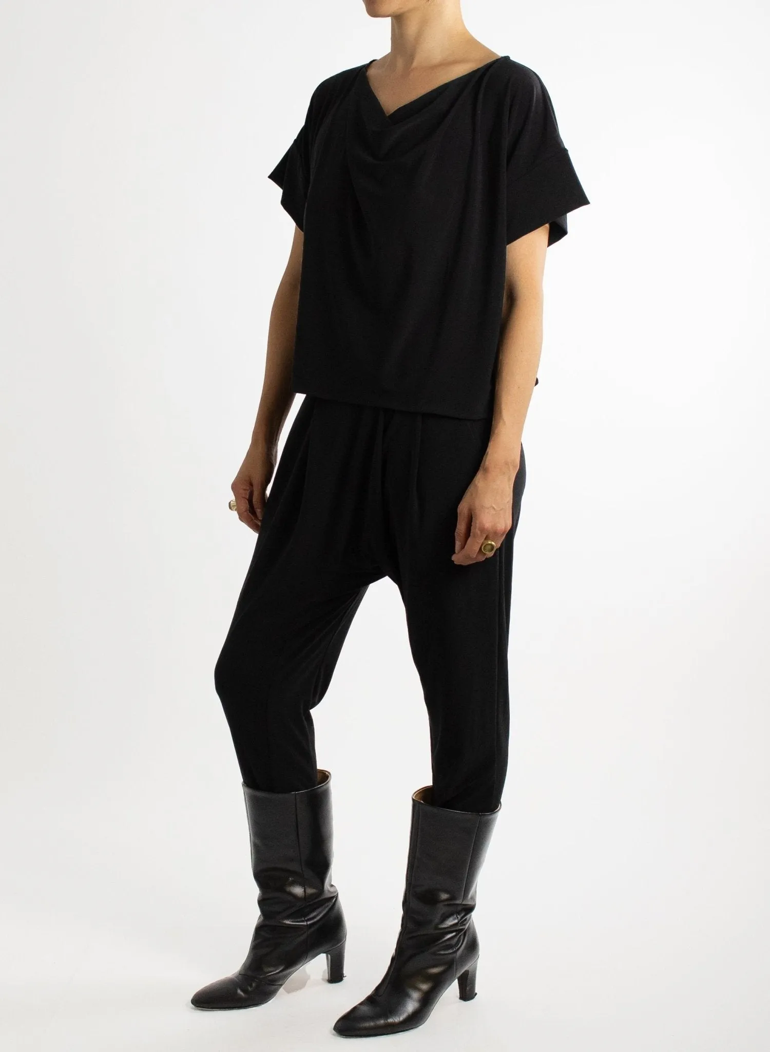 Cowl Neck Tee - Black