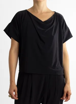 Cowl Neck Tee - Black