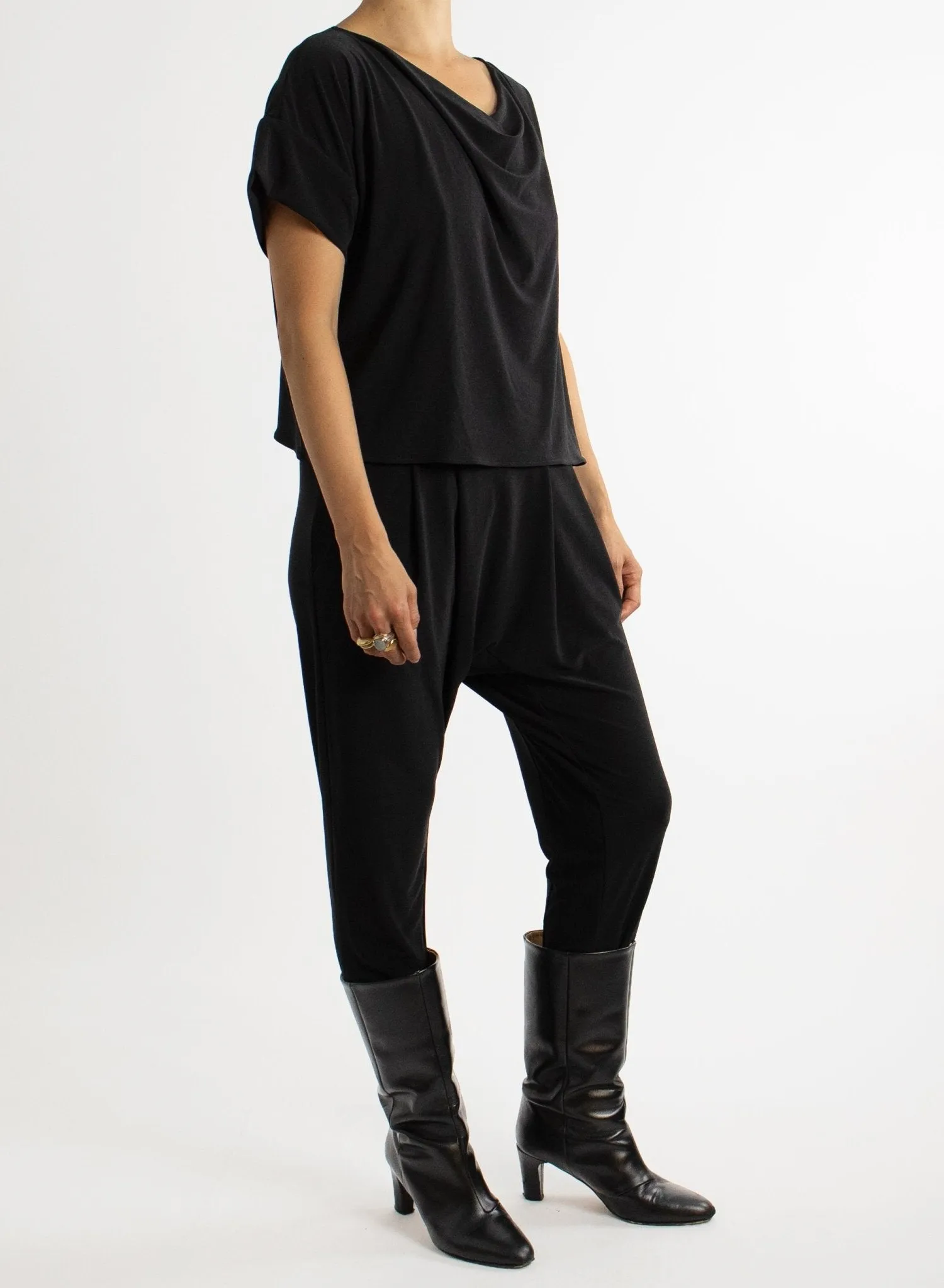 Cowl Neck Tee - Black