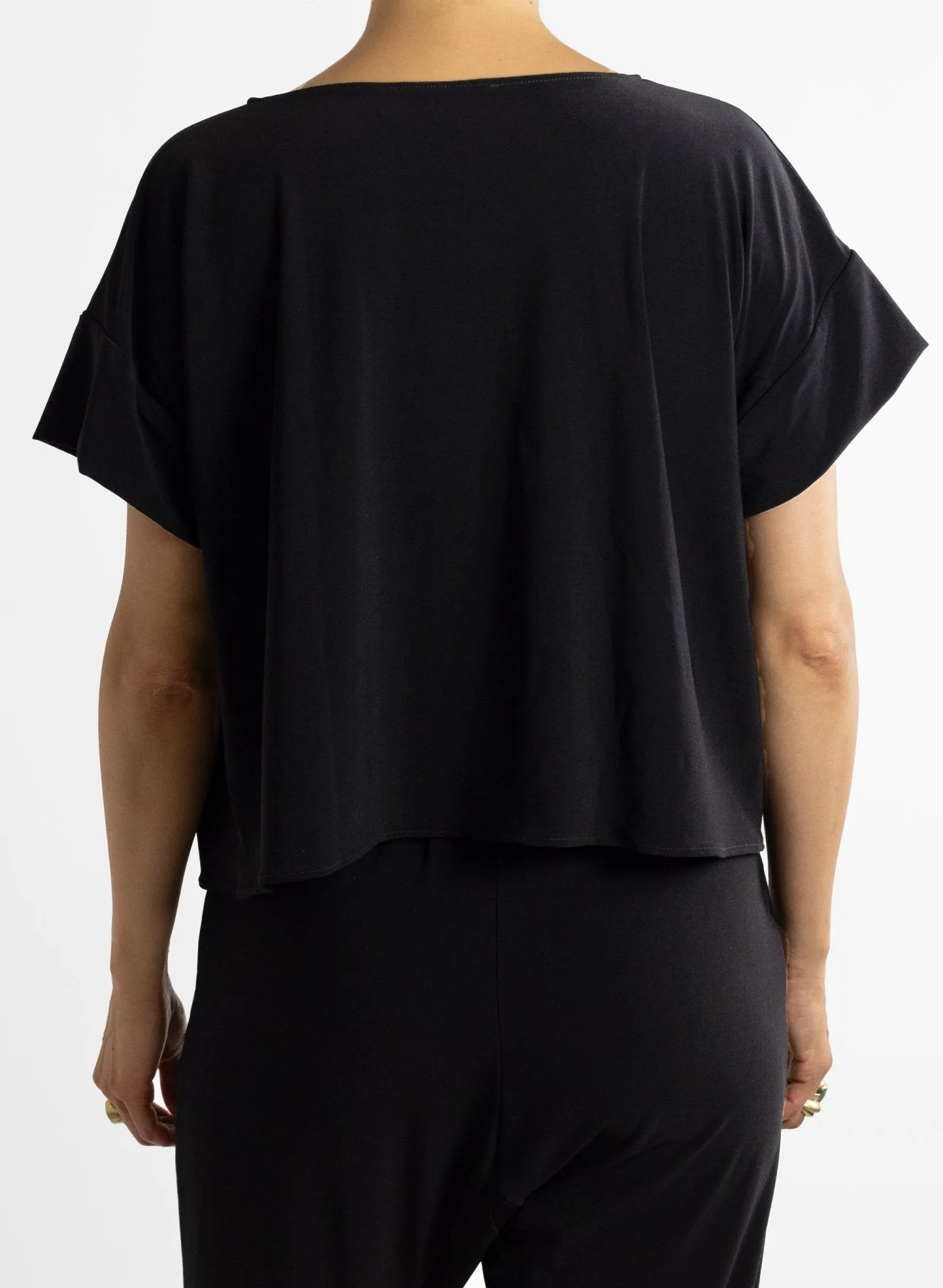 Cowl Neck Tee - Black