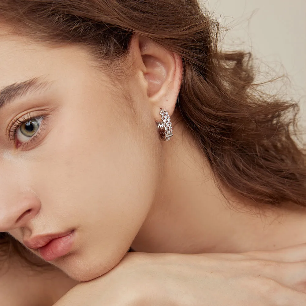 Crafted Cubic Zirconia Wave Earrings