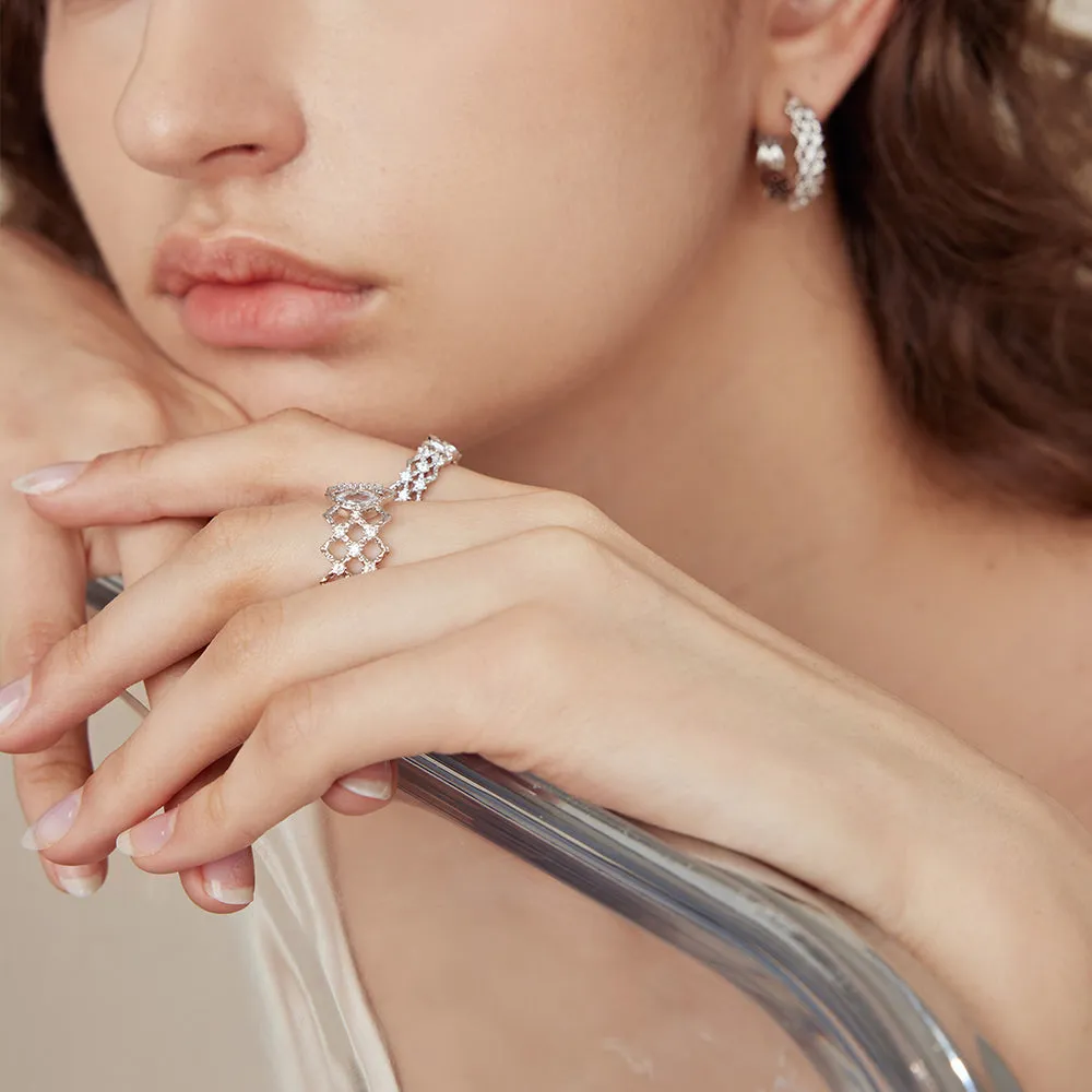 Crafted Cubic Zirconia Wave Earrings