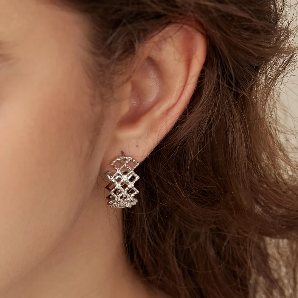 Crafted Cubic Zirconia Wave Earrings