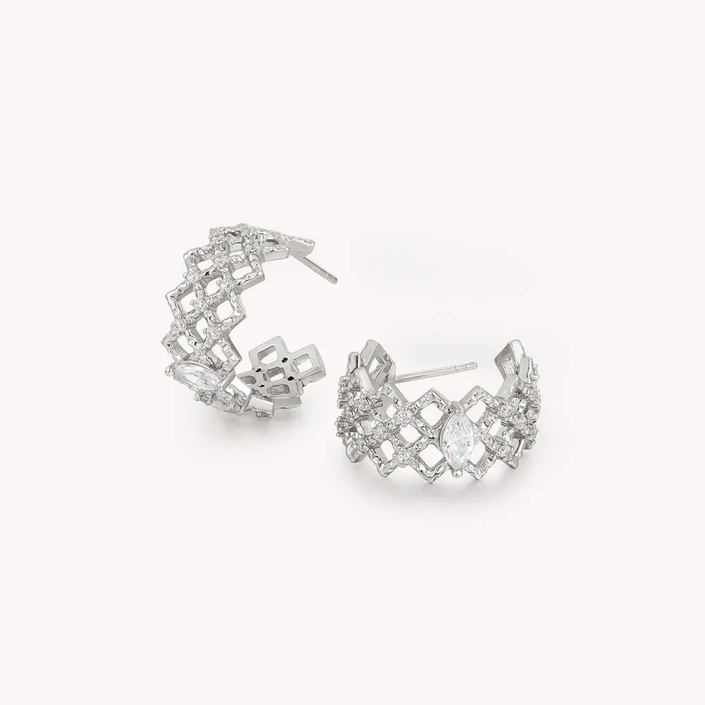 Crafted Cubic Zirconia Wave Earrings