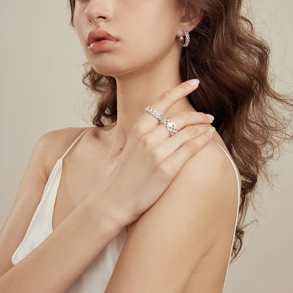 Crafted Cubic Zirconia Wave Earrings