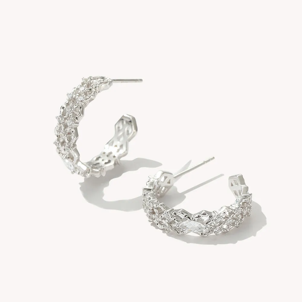 Crafted Cubic Zirconia Wave Earrings
