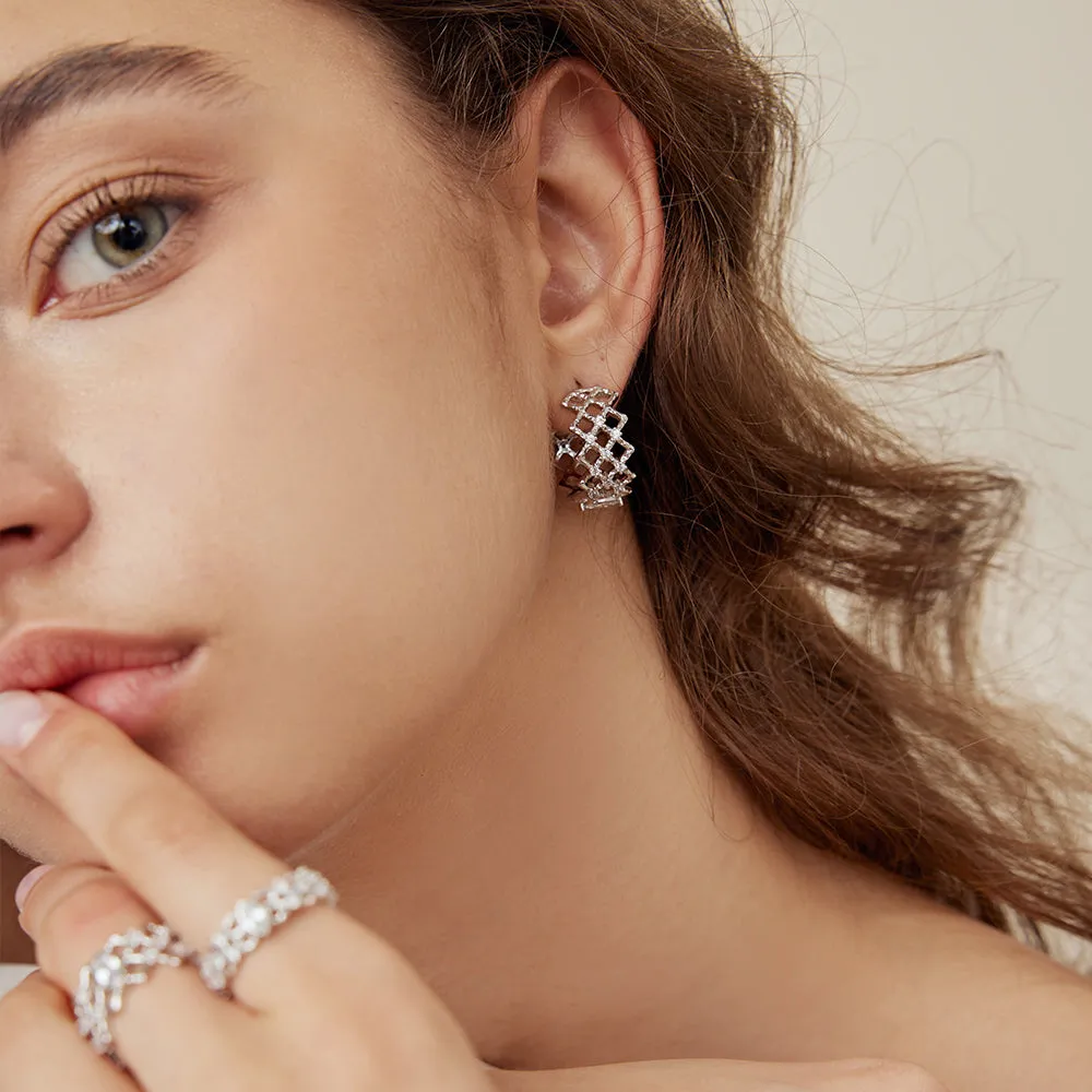 Crafted Cubic Zirconia Wave Earrings