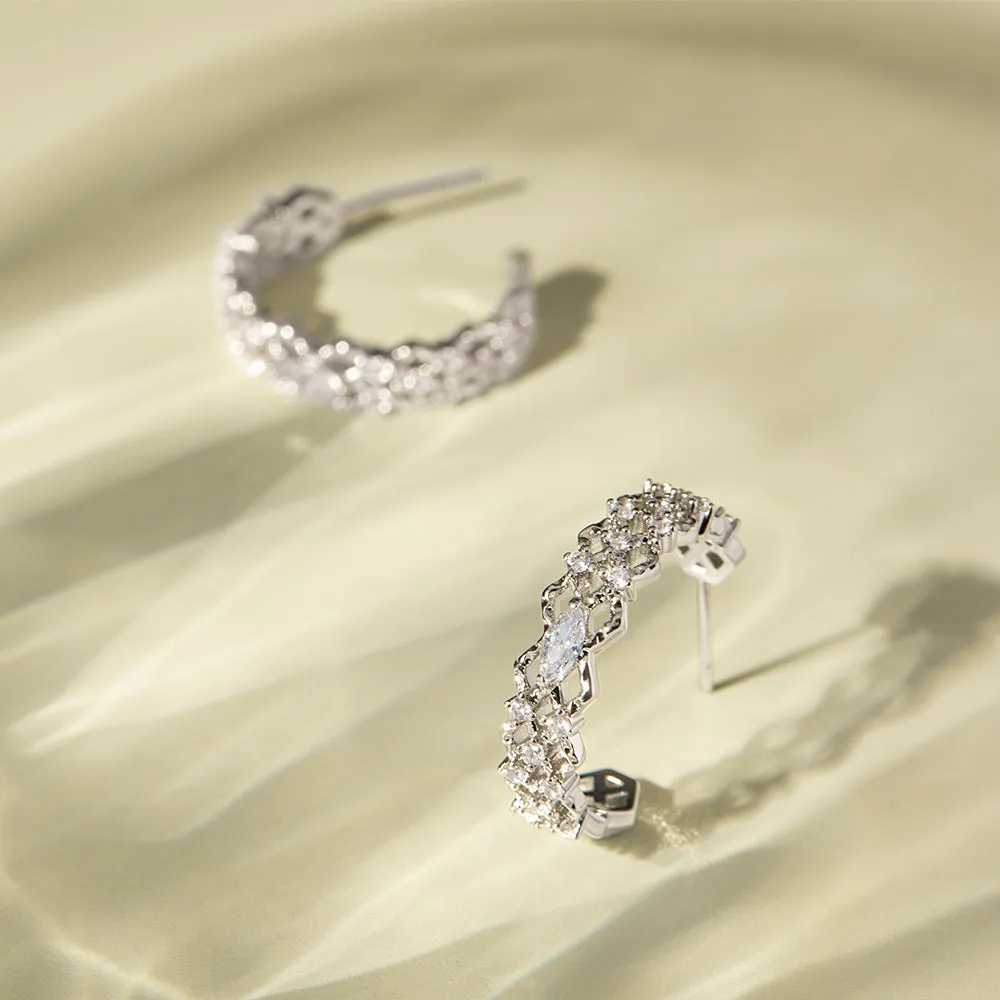 Crafted Cubic Zirconia Wave Earrings