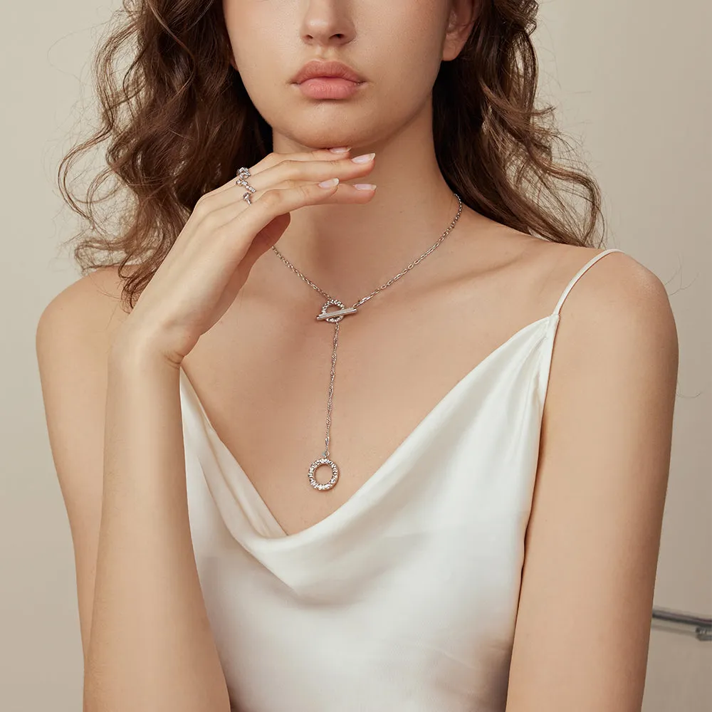 Crafted Double Hoops Toggle Necklace