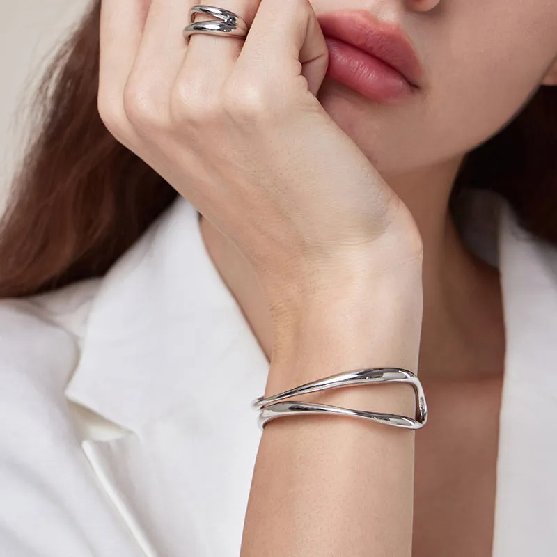 Crafted Double-Layer Cuff Bracelet