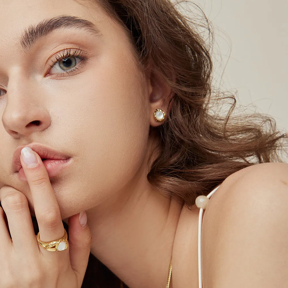 Crafted Moonlight Stud Earrings
