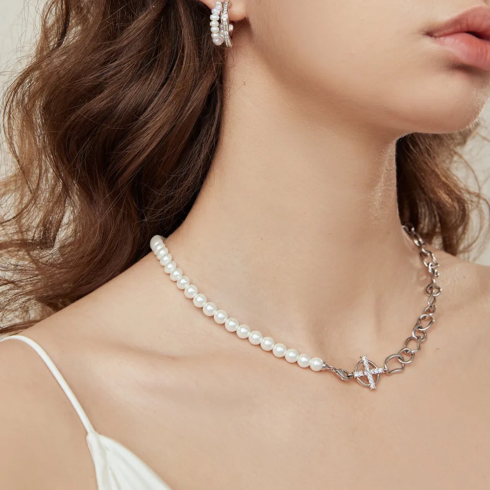 Crafted Shell Pearl Chain Necklace