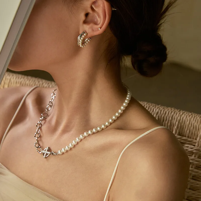 Crafted Shell Pearl Chain Necklace