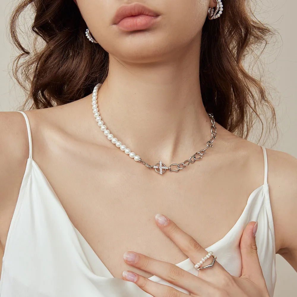 Crafted Shell Pearl Chain Necklace