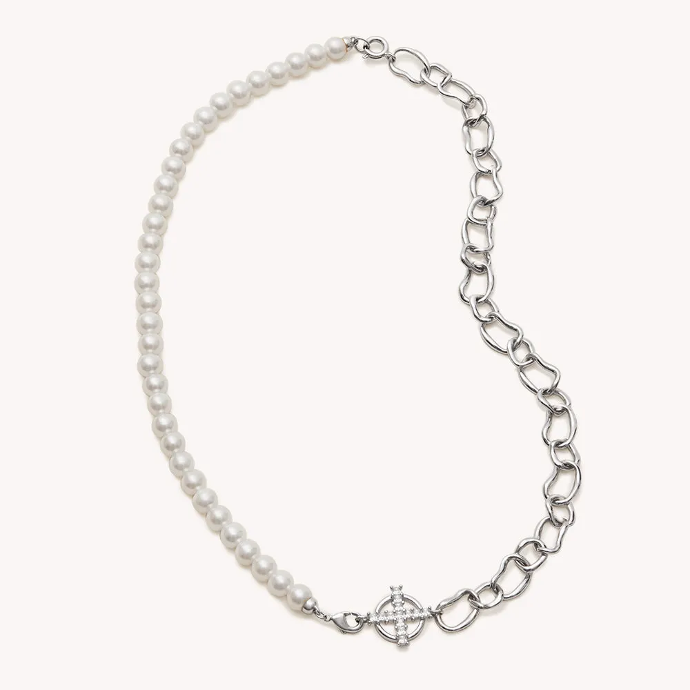 Crafted Shell Pearl Chain Necklace