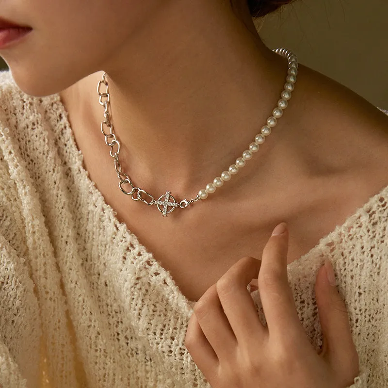 Crafted Shell Pearl Chain Necklace