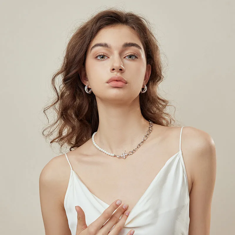 Crafted Shell Pearl Chain Necklace