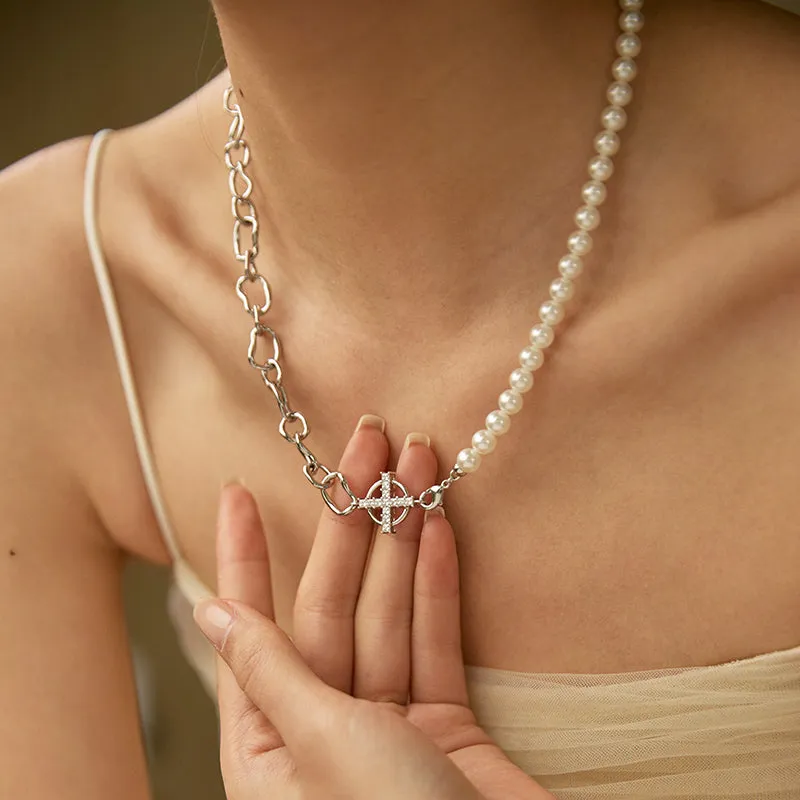 Crafted Shell Pearl Chain Necklace