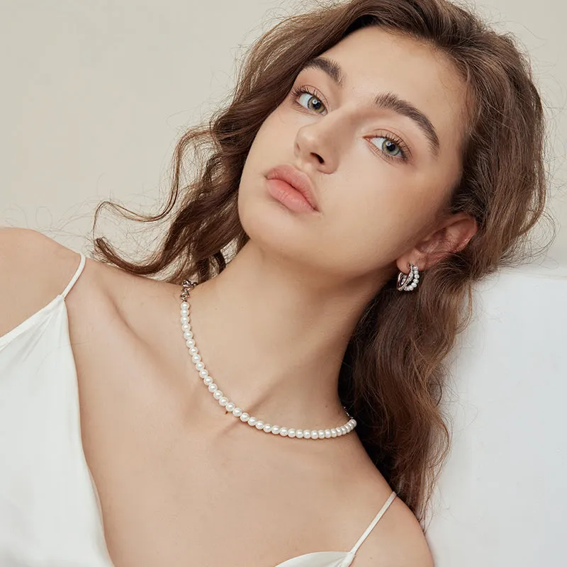 Crafted Shell Pearl Chain Necklace
