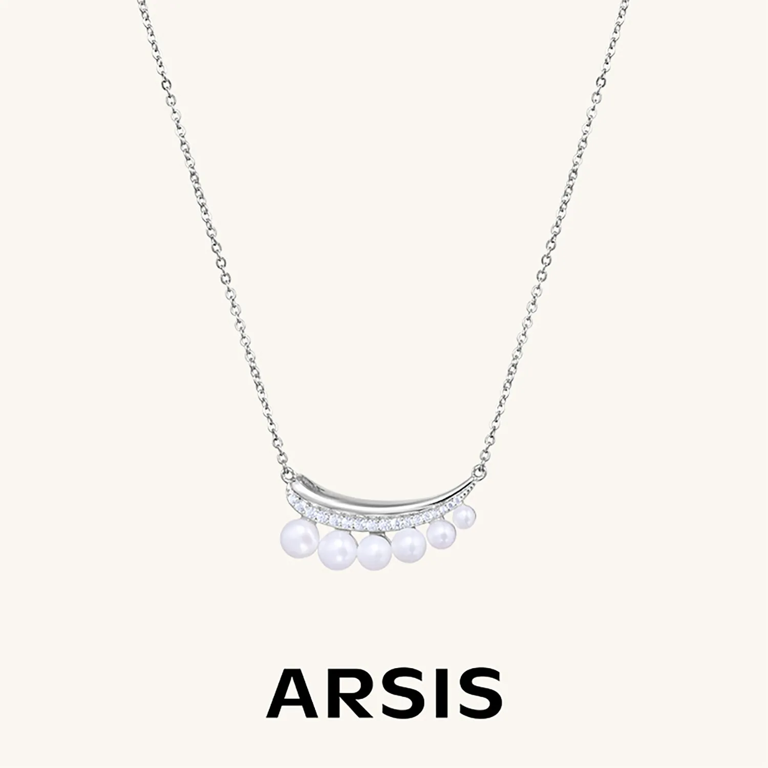 Crafted Smile Necklace in Pearl