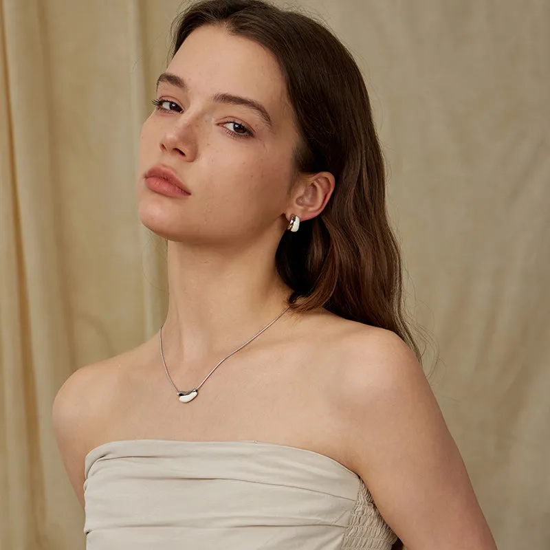 Crafted Two-Tone Semi-Hoop Earrings