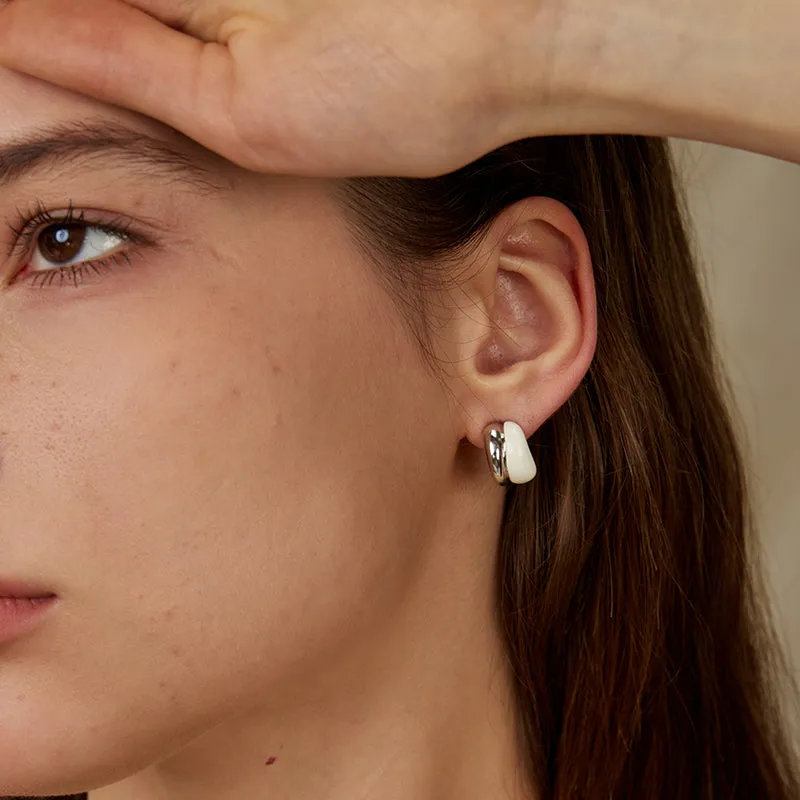 Crafted Two-Tone Semi-Hoop Earrings