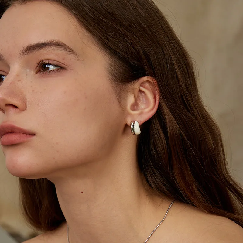 Crafted Two-Tone Semi-Hoop Earrings