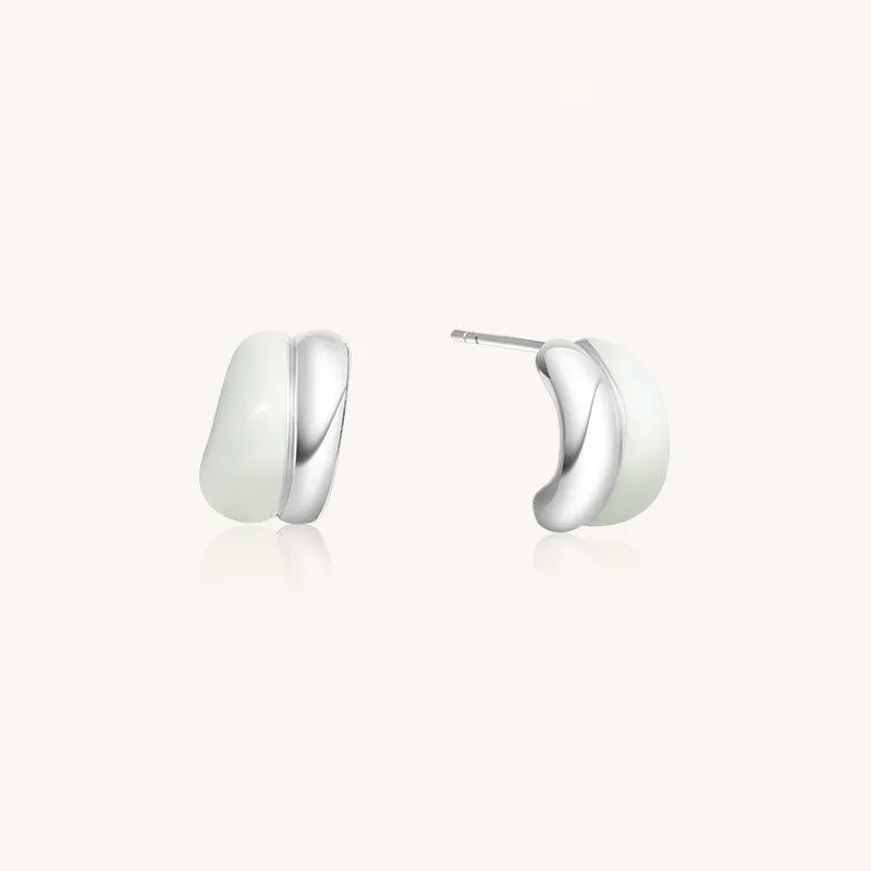 Crafted Two-Tone Semi-Hoop Earrings