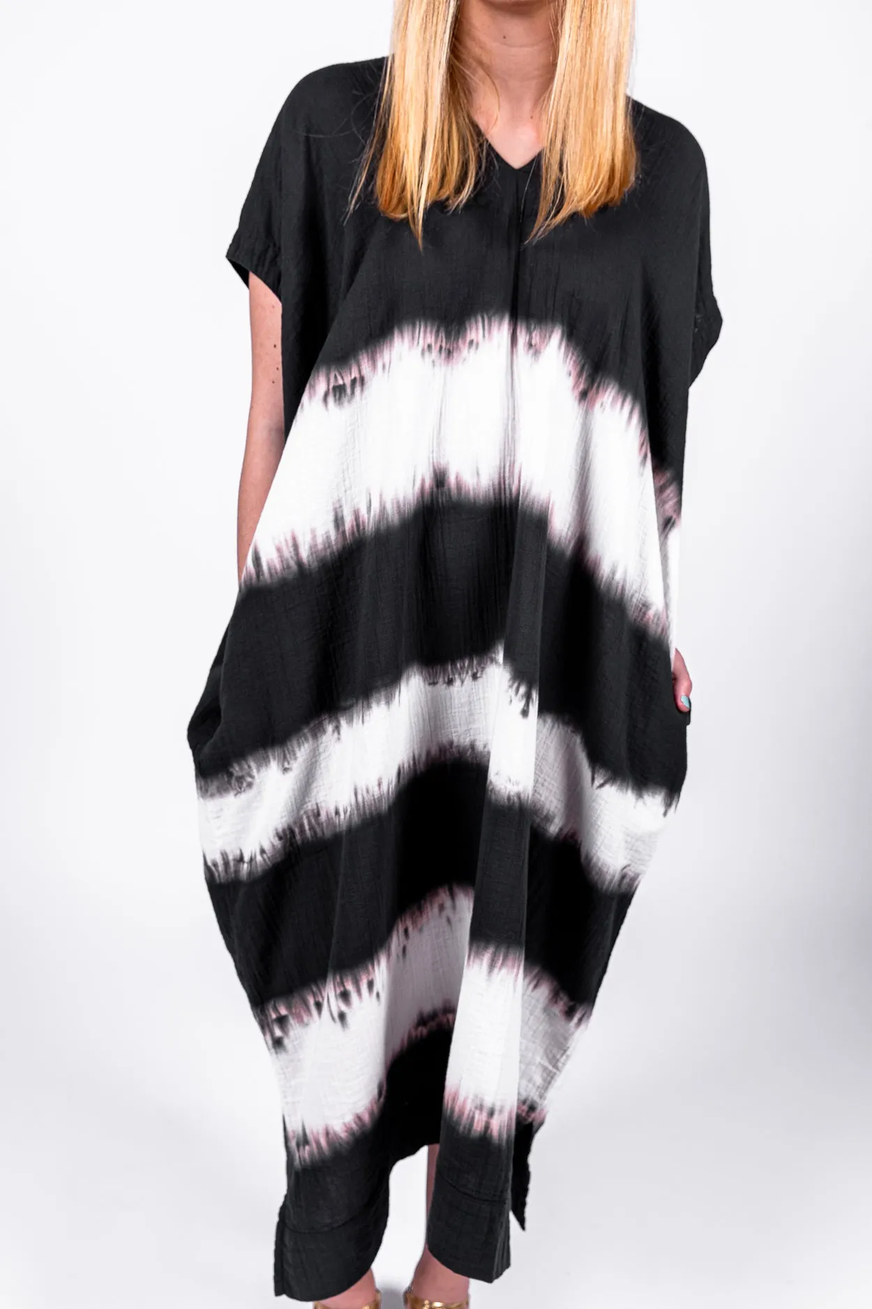 Crescent dress in Navy Shibori