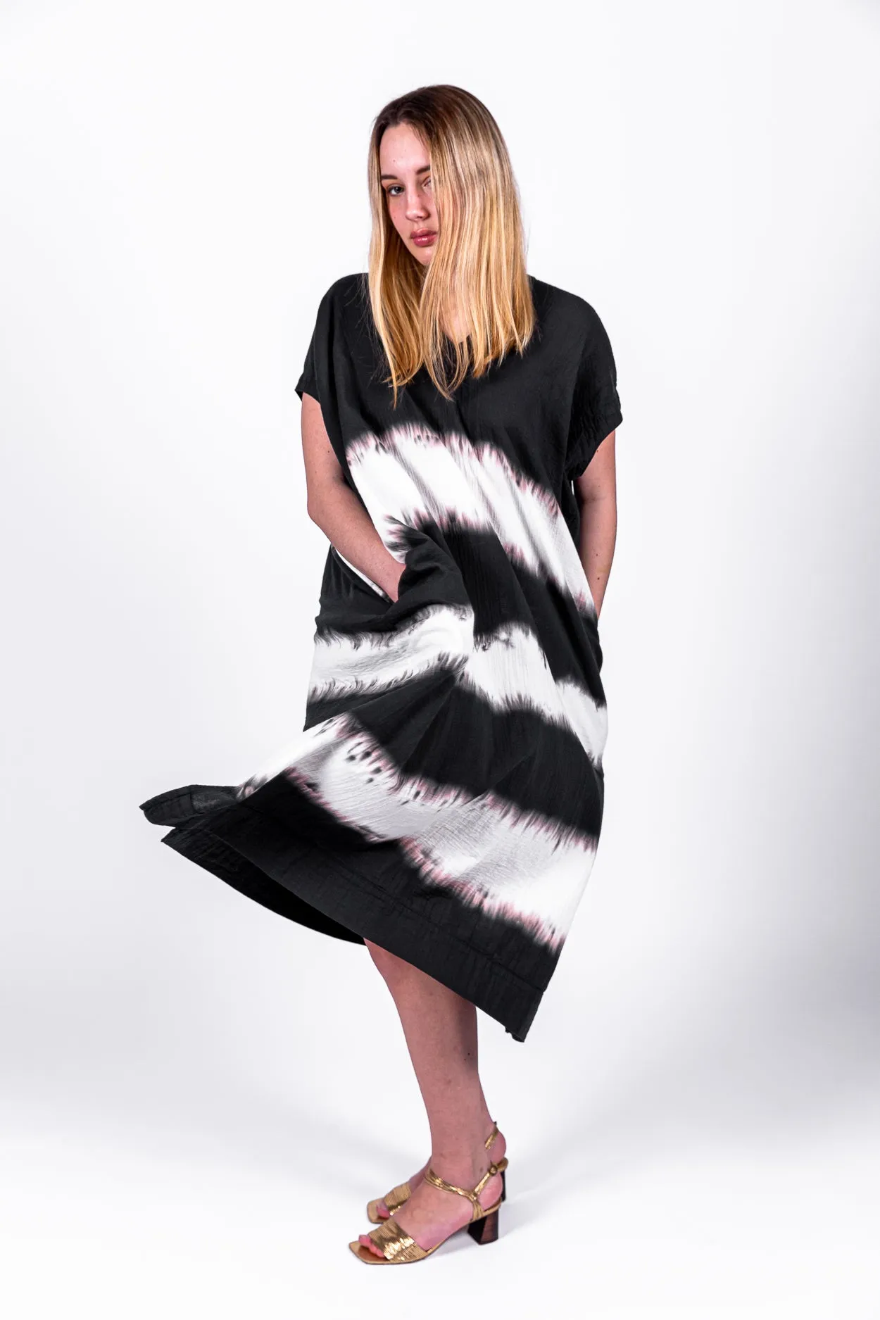 Crescent dress in Navy Shibori