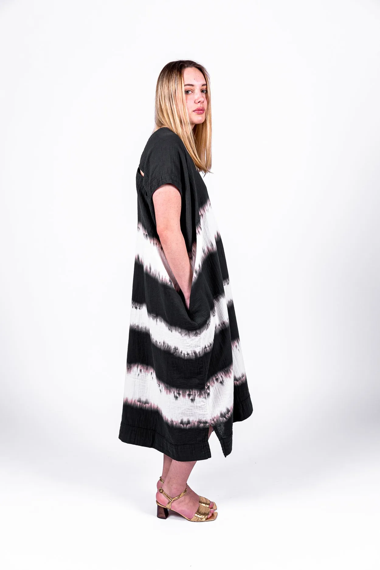 Crescent dress in Navy Shibori