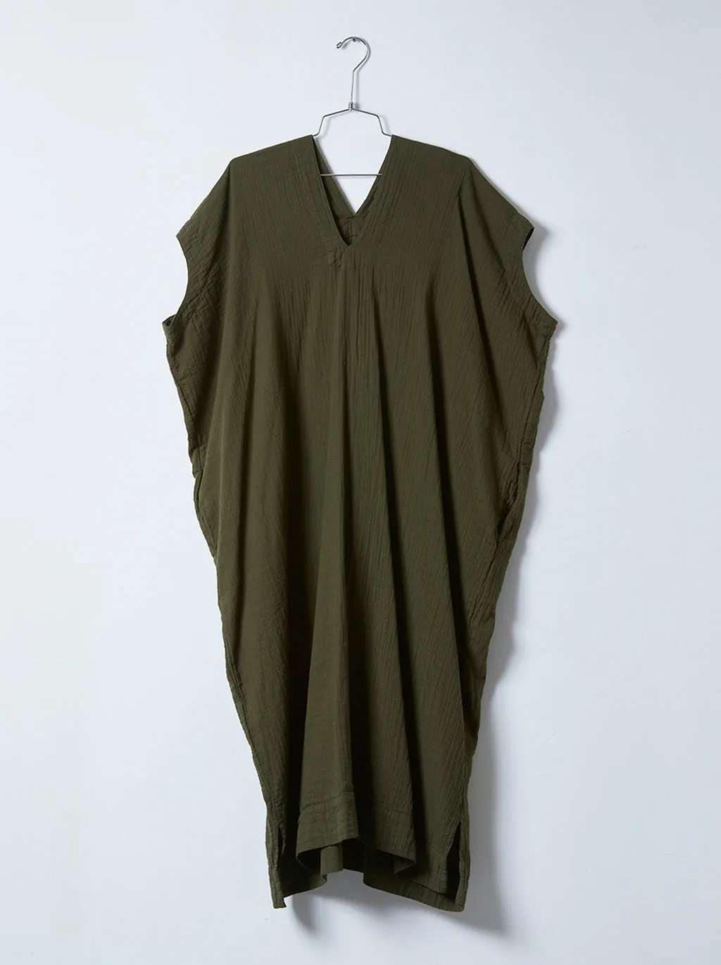 Crescent Dress Long in Crinkled Cotton, Core Colors