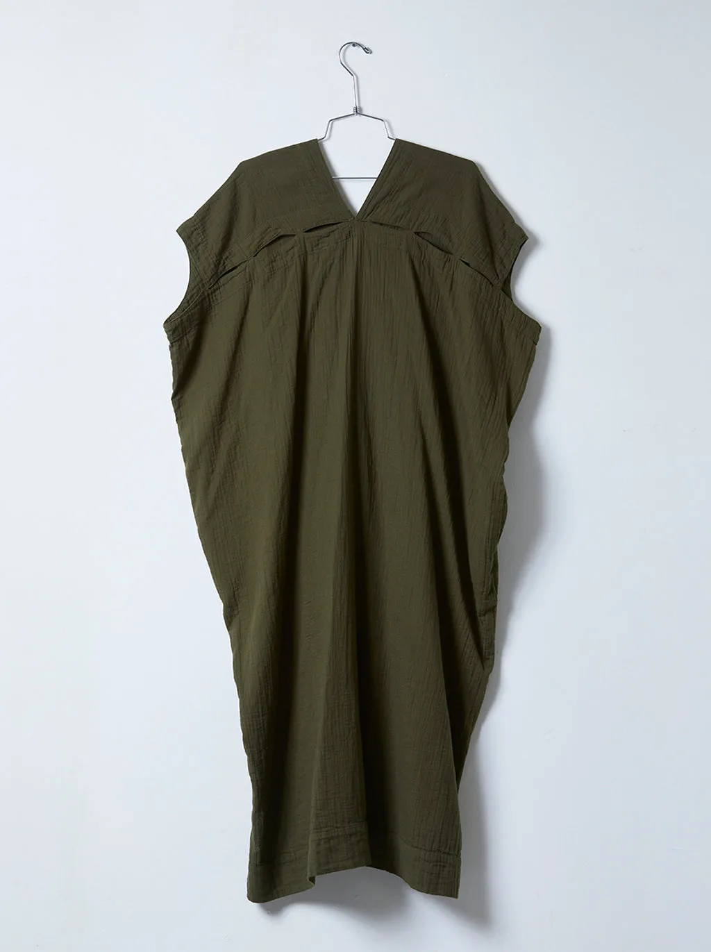 Crescent Dress Long in Crinkled Cotton, Core Colors
