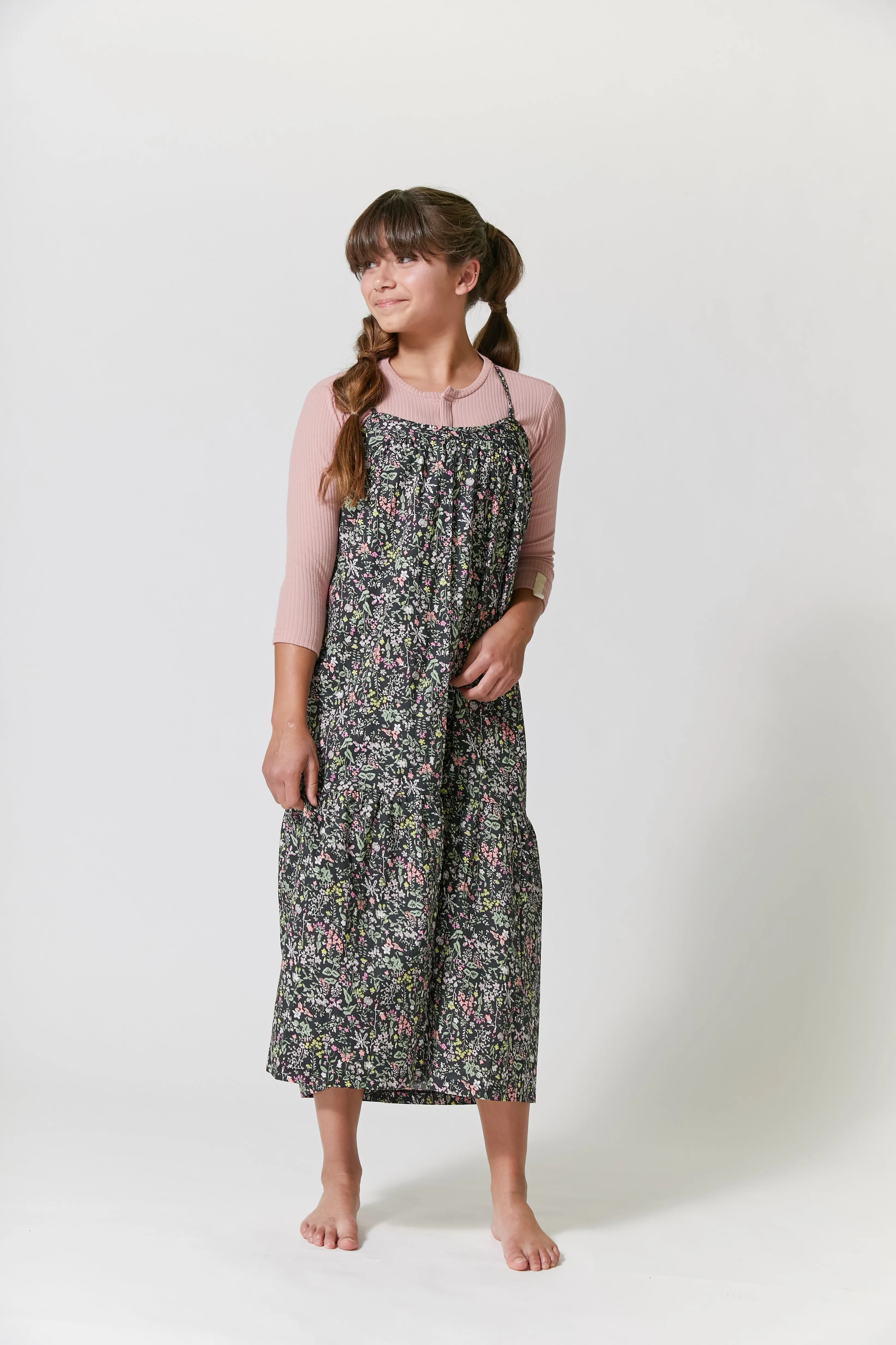 Crew Kids Black Floral Maxi Dress