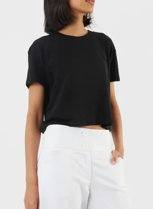 Cropped Square Tee - Black