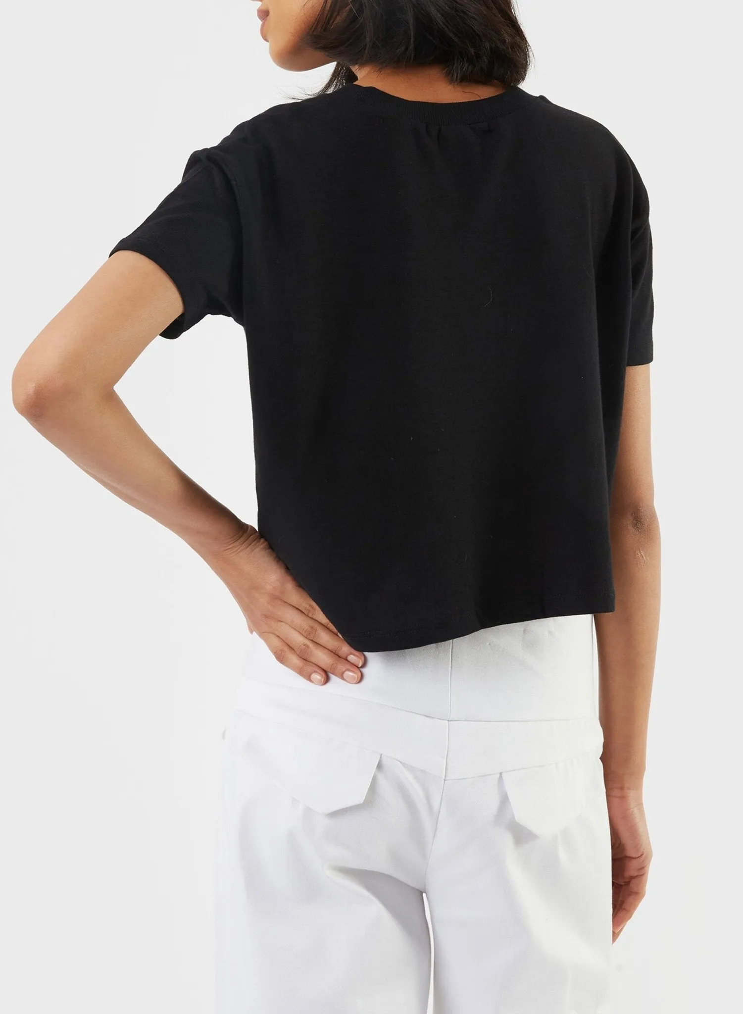 Cropped Square Tee - Black
