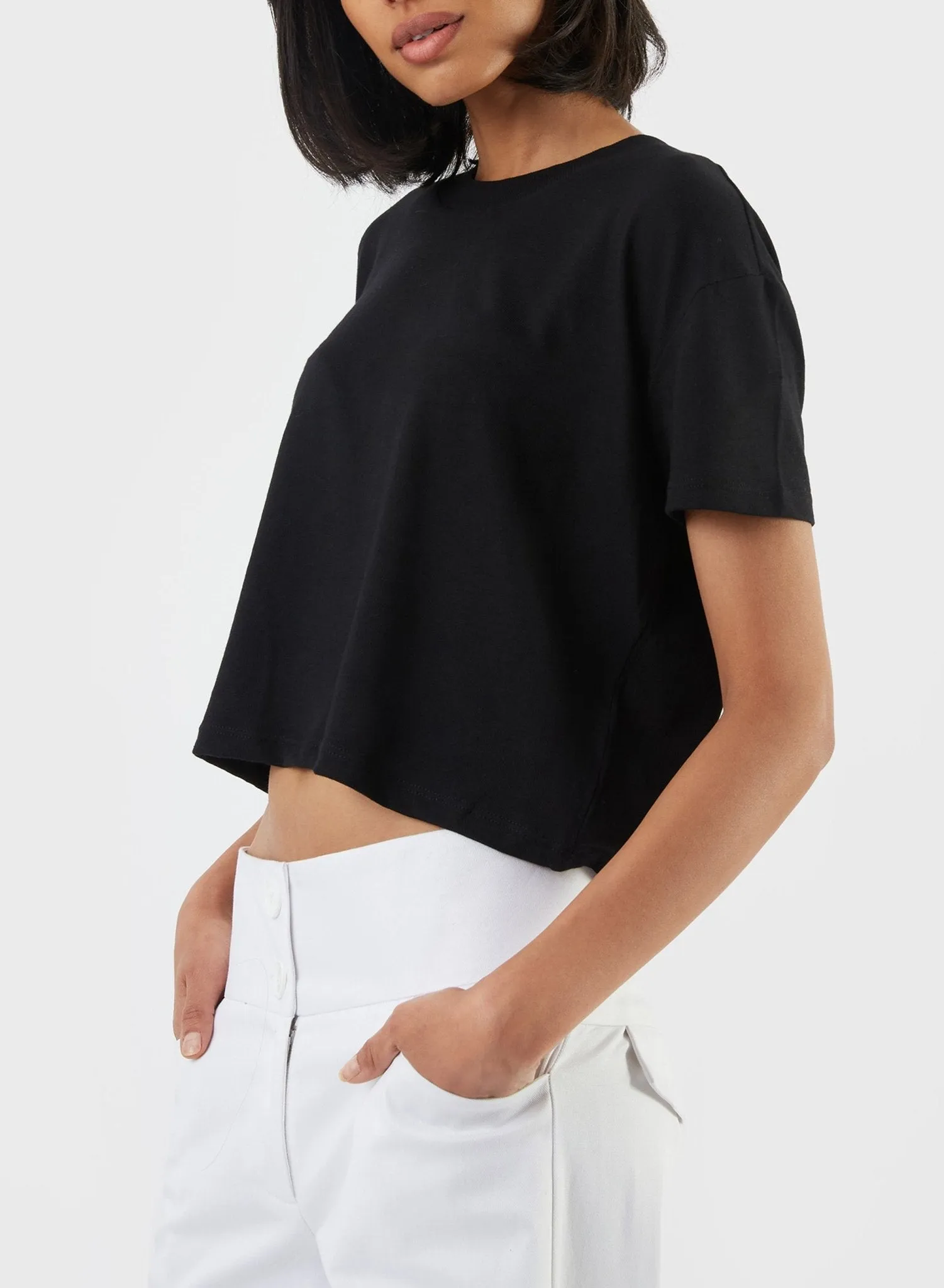 Cropped Square Tee - Black