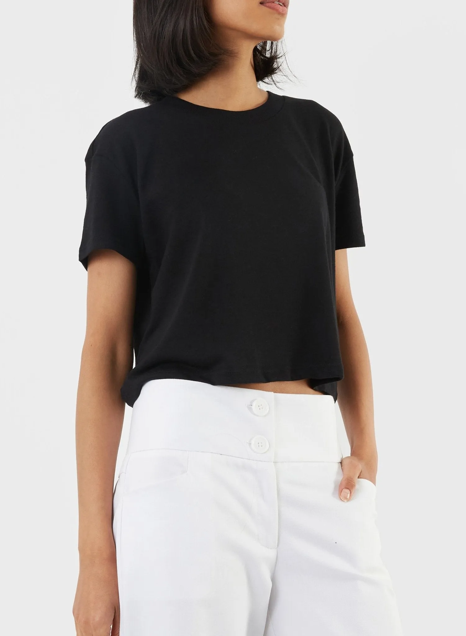 Cropped Square Tee - Black