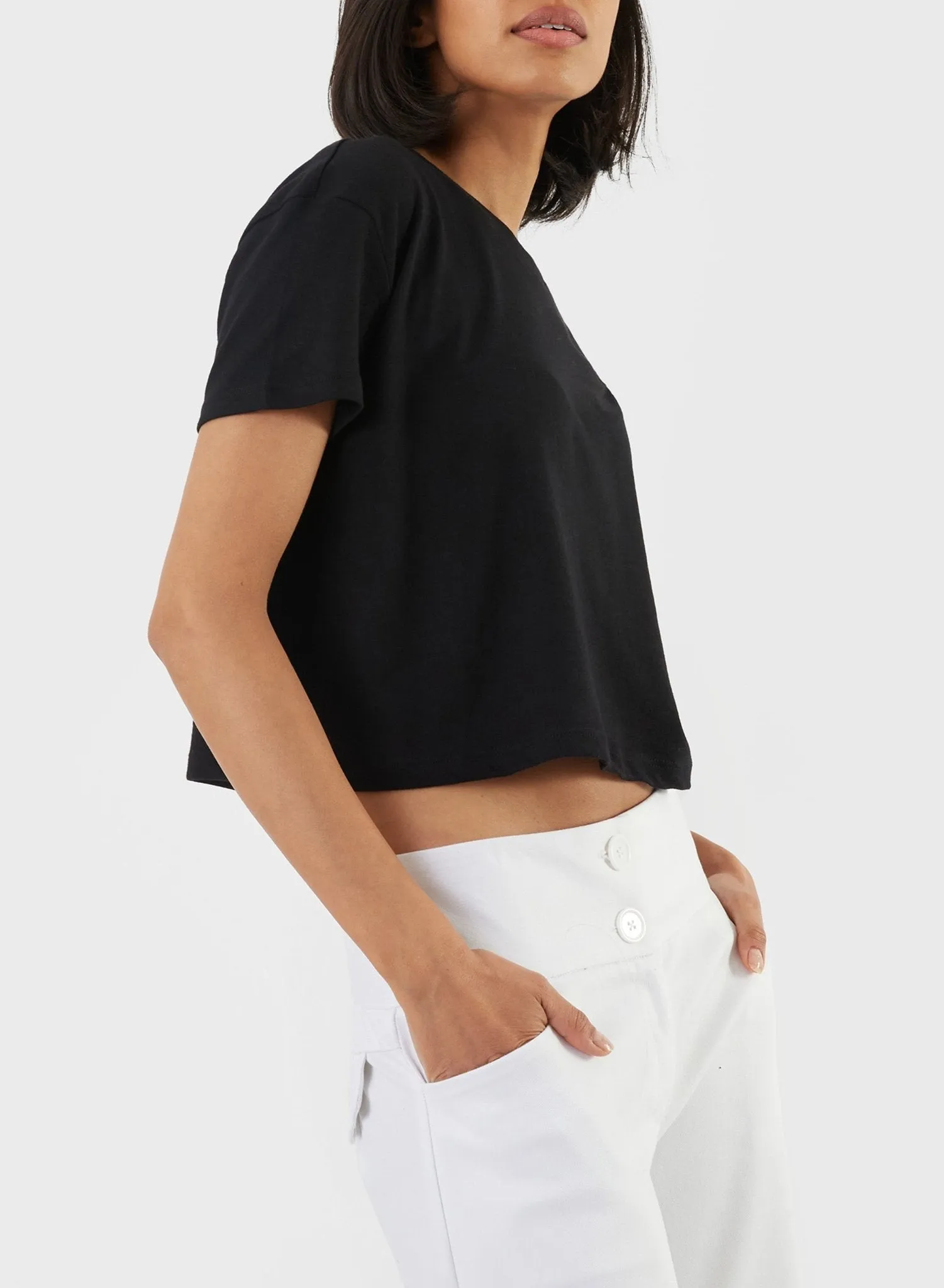 Cropped Square Tee - Black