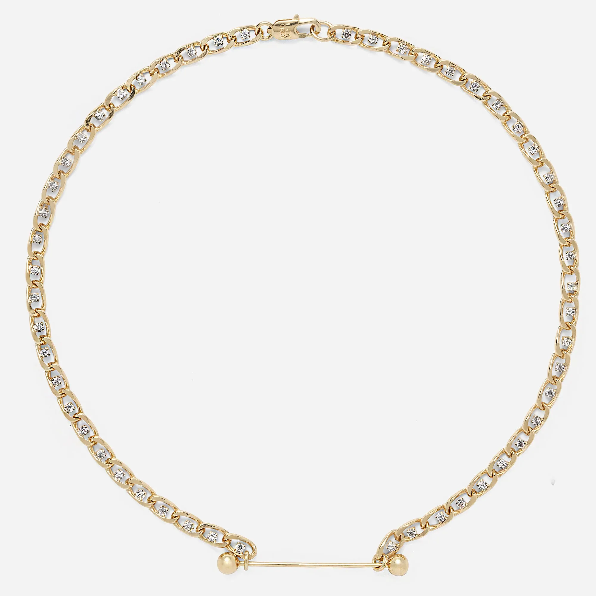 Crystal Barbell Necklace in Gold