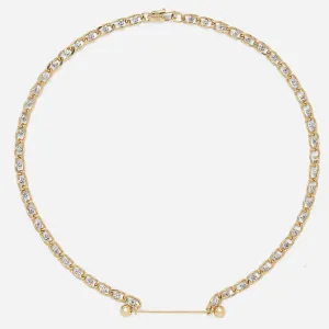 Crystal Barbell Necklace in Gold