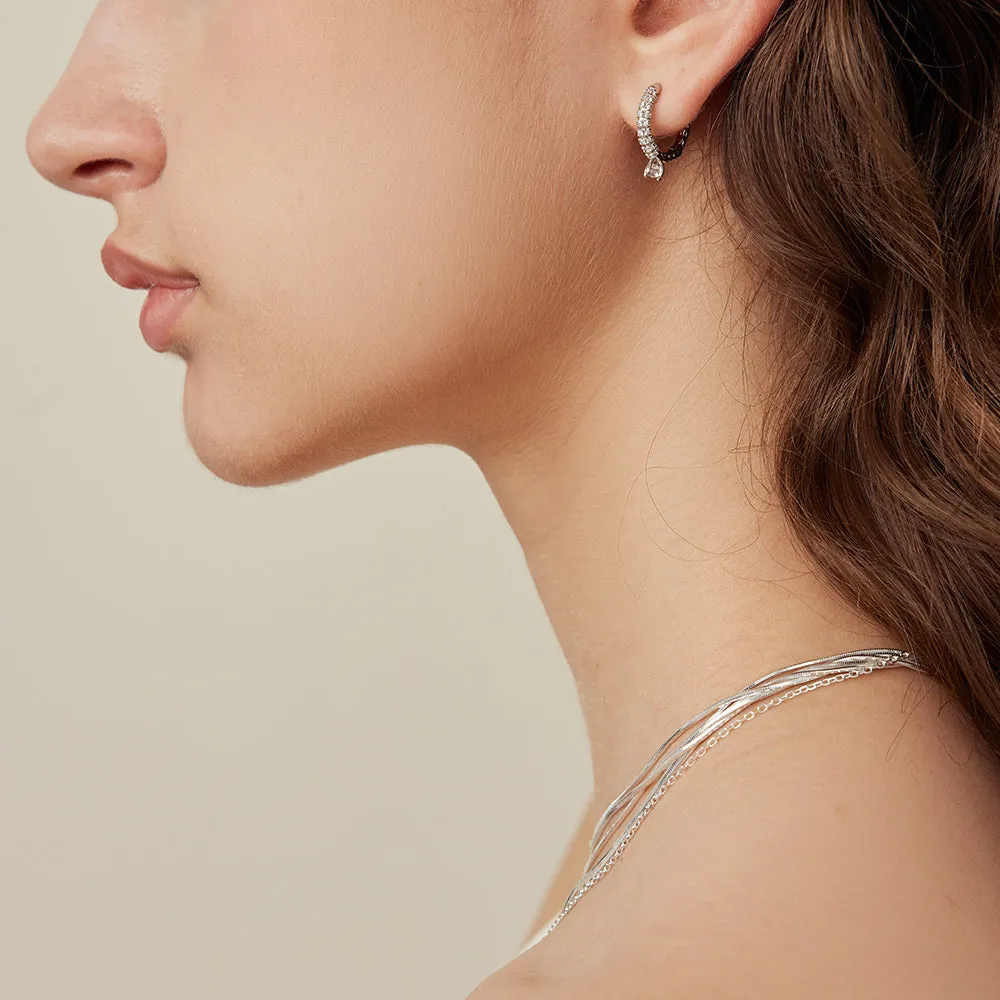 Cubic Zirconia Glacier Huggie Earrings