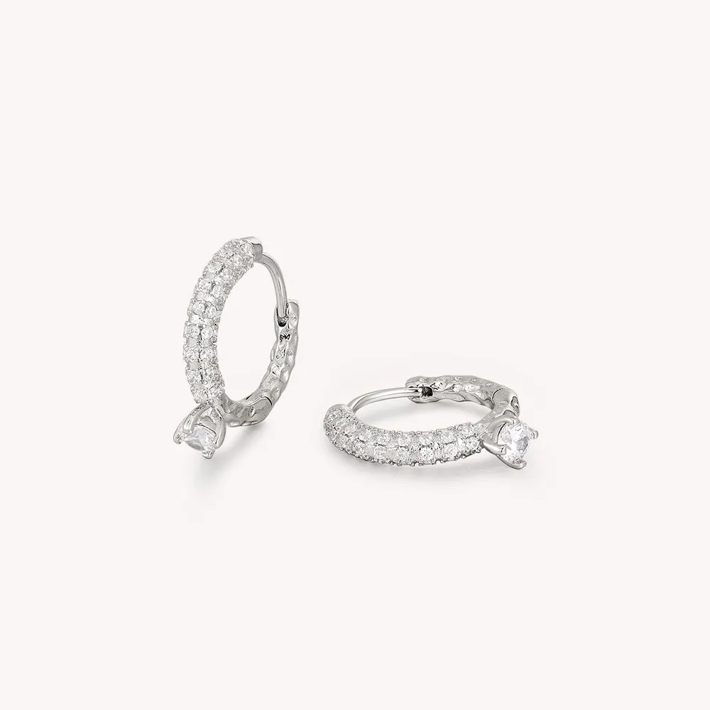 Cubic Zirconia Glacier Huggie Earrings