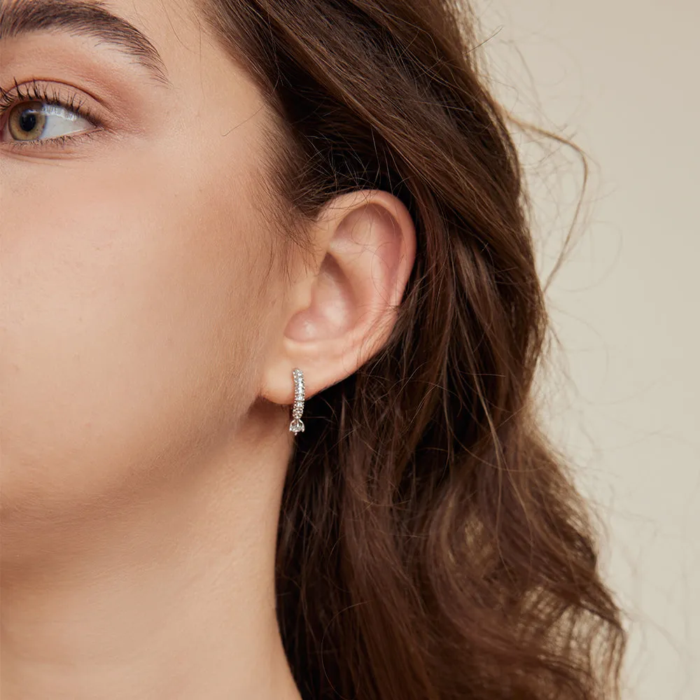 Cubic Zirconia Glacier Huggie Earrings