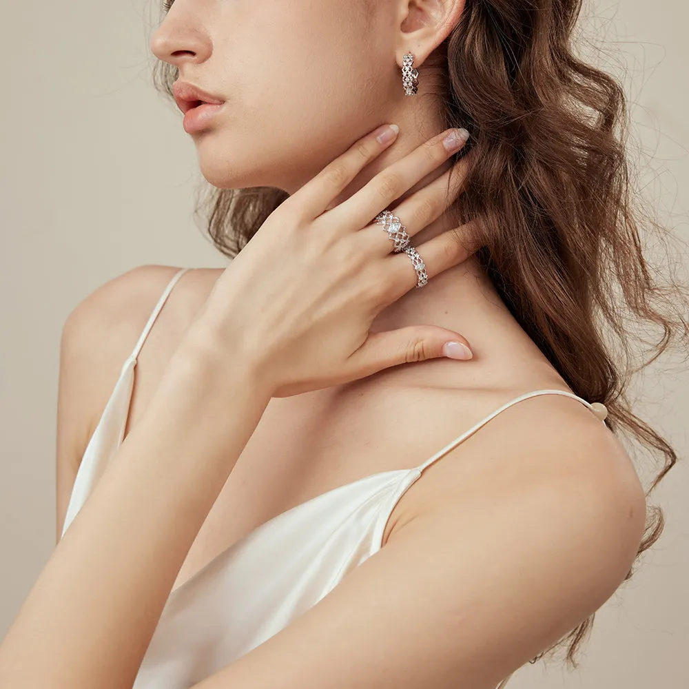Cubic Zirconia Wave Rings (Twin Ring)
