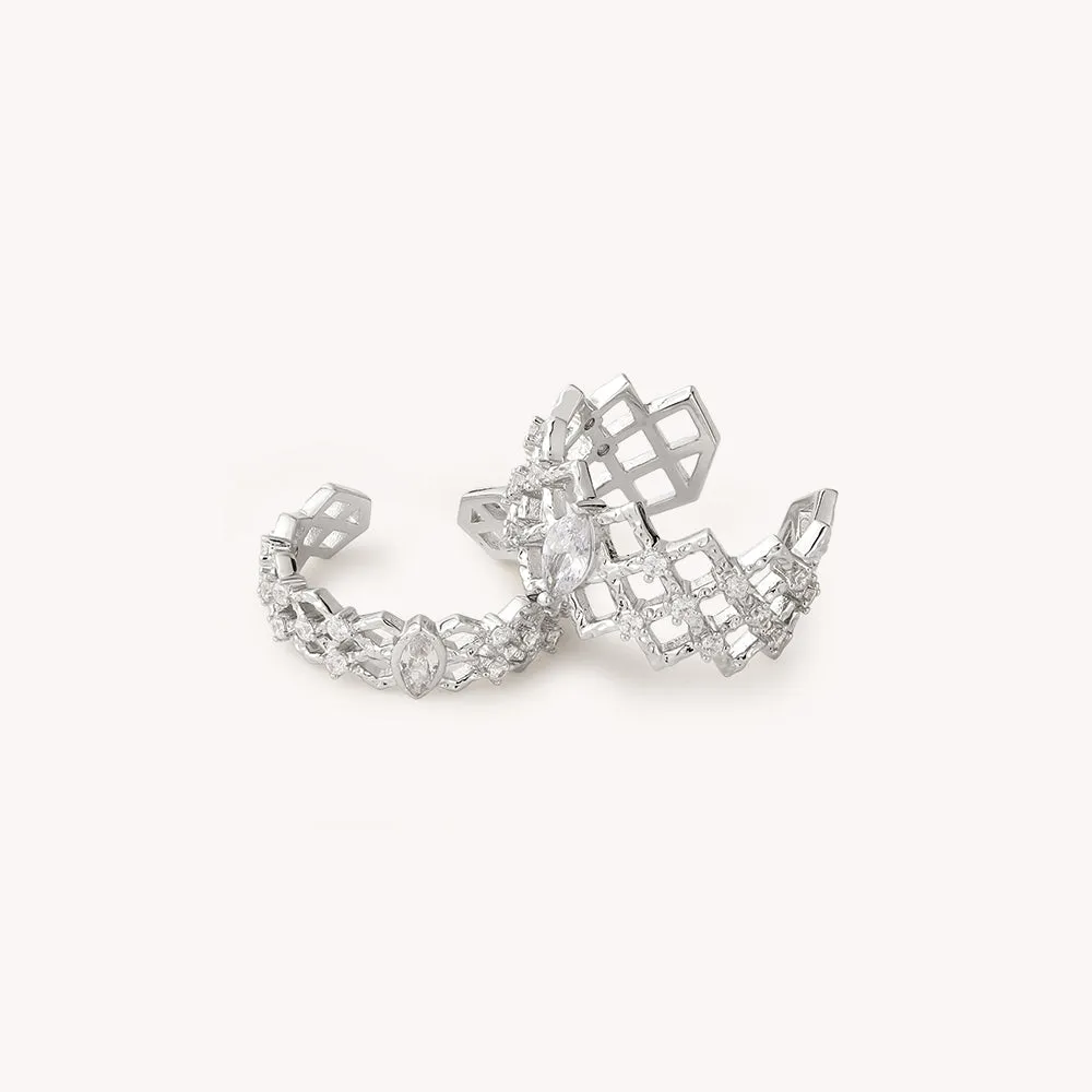 Cubic Zirconia Wave Rings (Twin Ring)